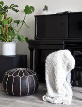 Load image into Gallery viewer, Moroccan Leather Pouf Black