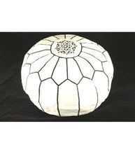 Load image into Gallery viewer, Moroccan White Leather Pouf