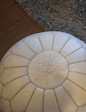 Load image into Gallery viewer, Moroccan White Leather Pouf