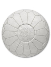 Load image into Gallery viewer, Moroccan White Leather Pouf